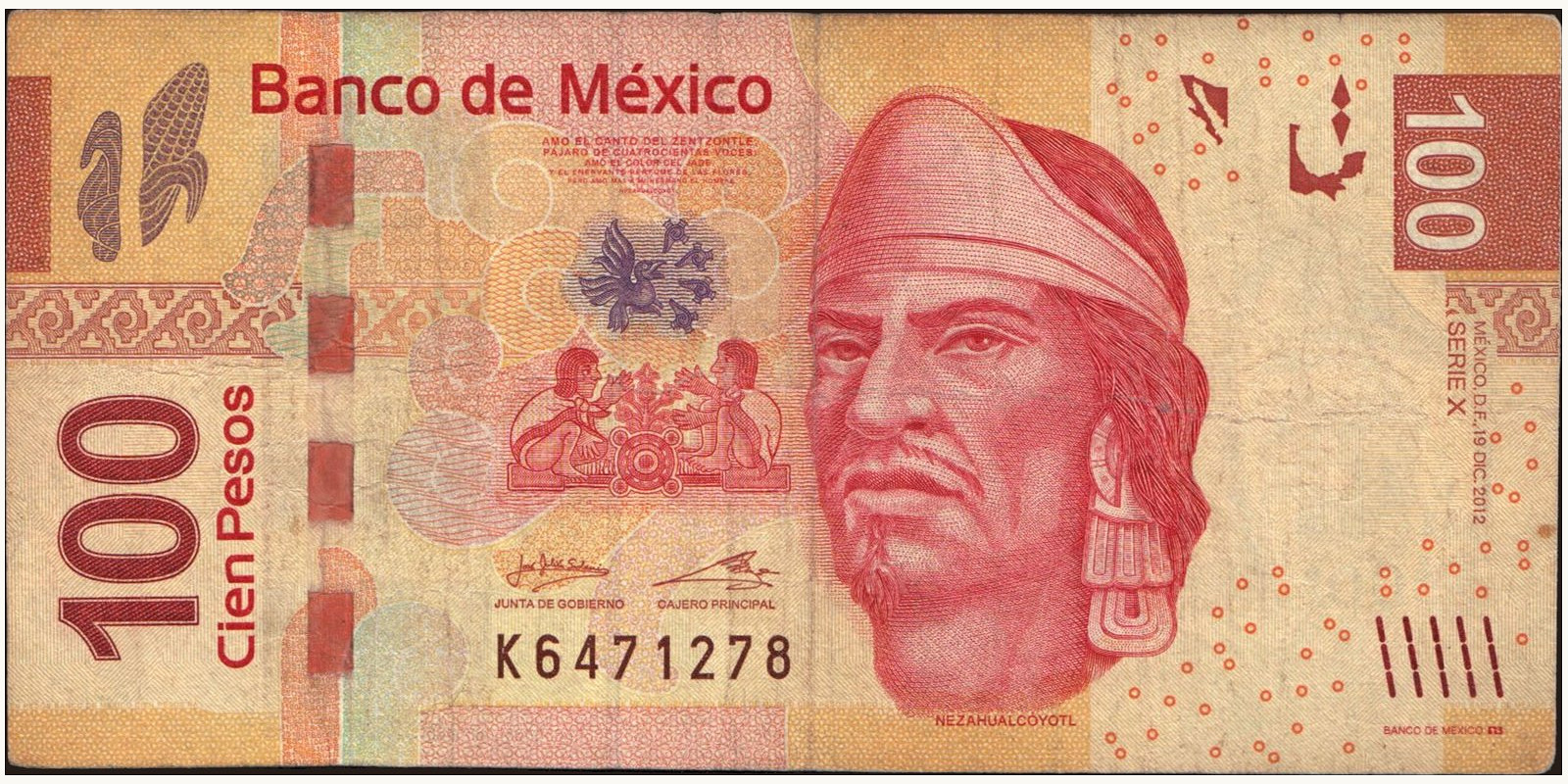 100 pesos Mexico 2012 — Front side