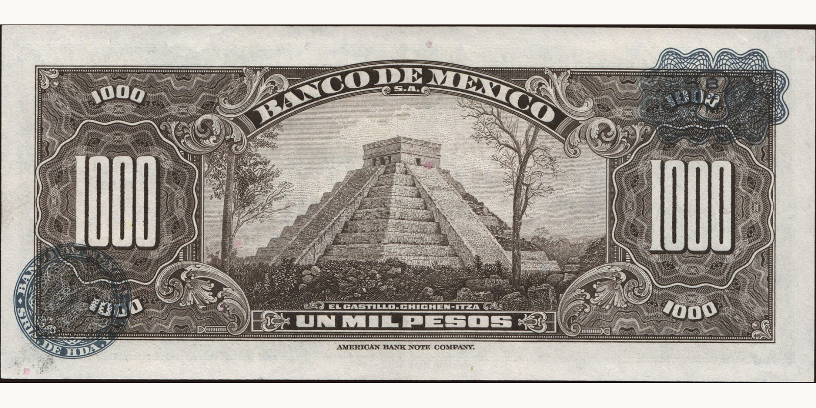 1000 pesos Mexico 1972 — Back side