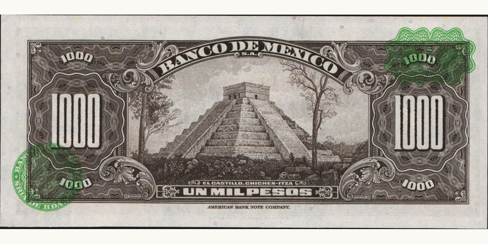 1000 pesos Мексика 1977 — Оборотная сторона