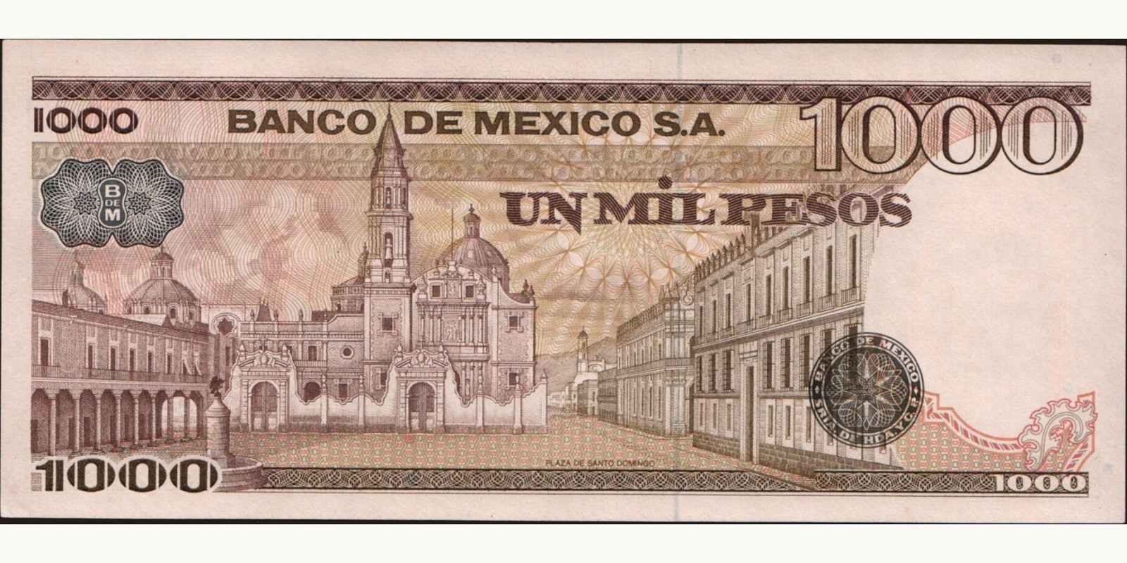 1000 pesos Мексика 1979 — Оборотная сторона