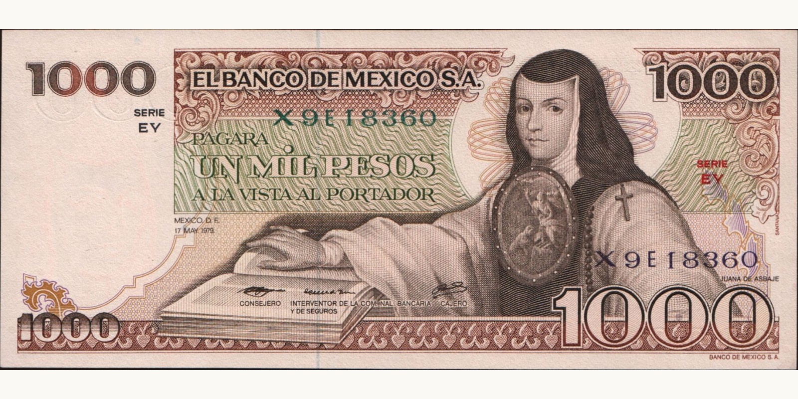 1000 pesos Мексика 1979 — Лицевая сторона