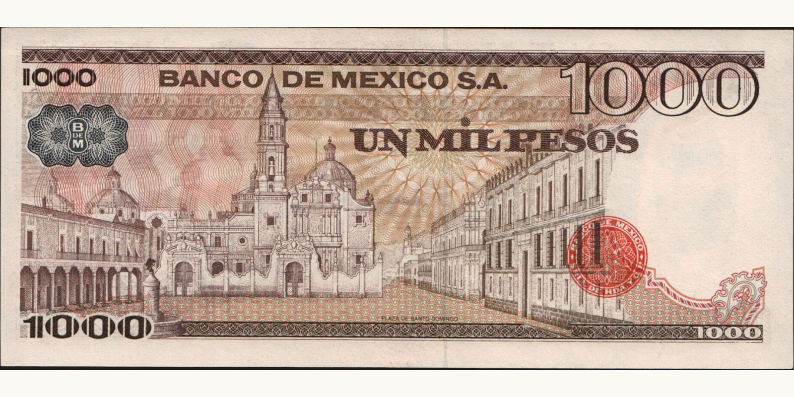 1000 pesos Мексика 1981 — Оборотная сторона