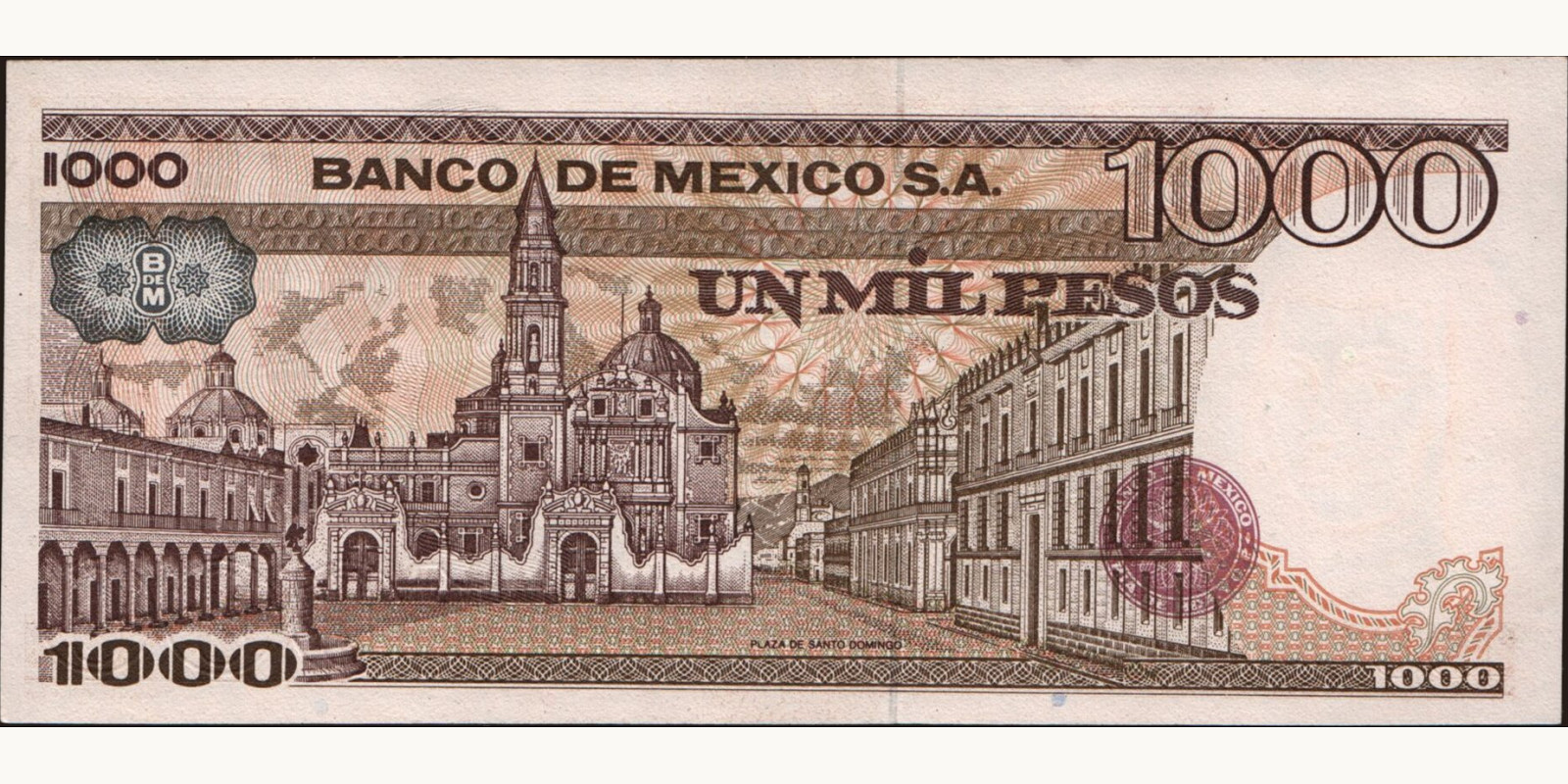 1000 pesos Мексика 1982 — Оборотная сторона