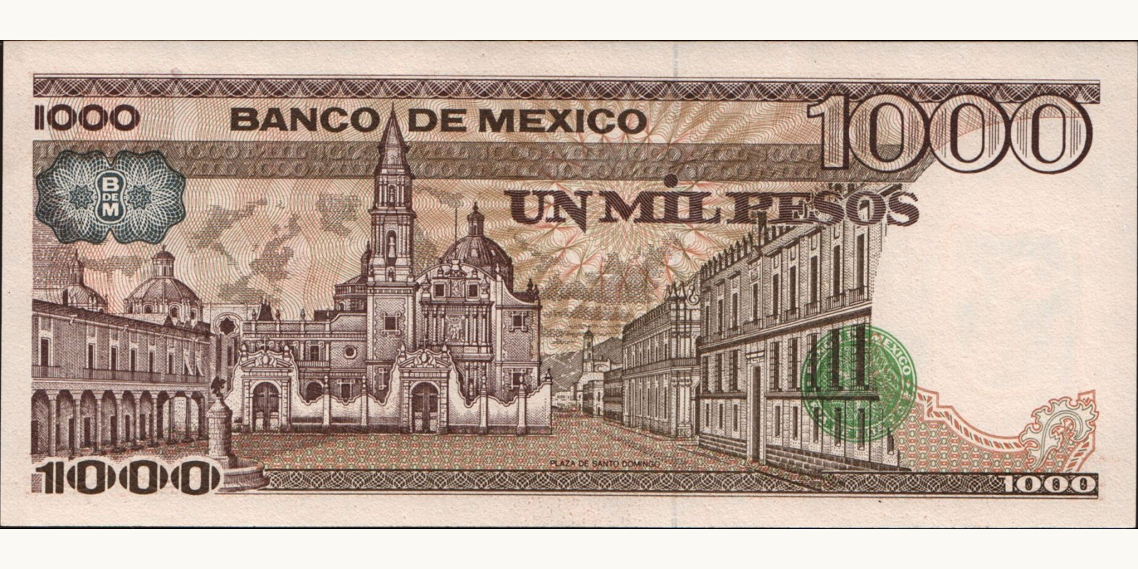 1000 pesos Мексика 1983 — Оборотная сторона