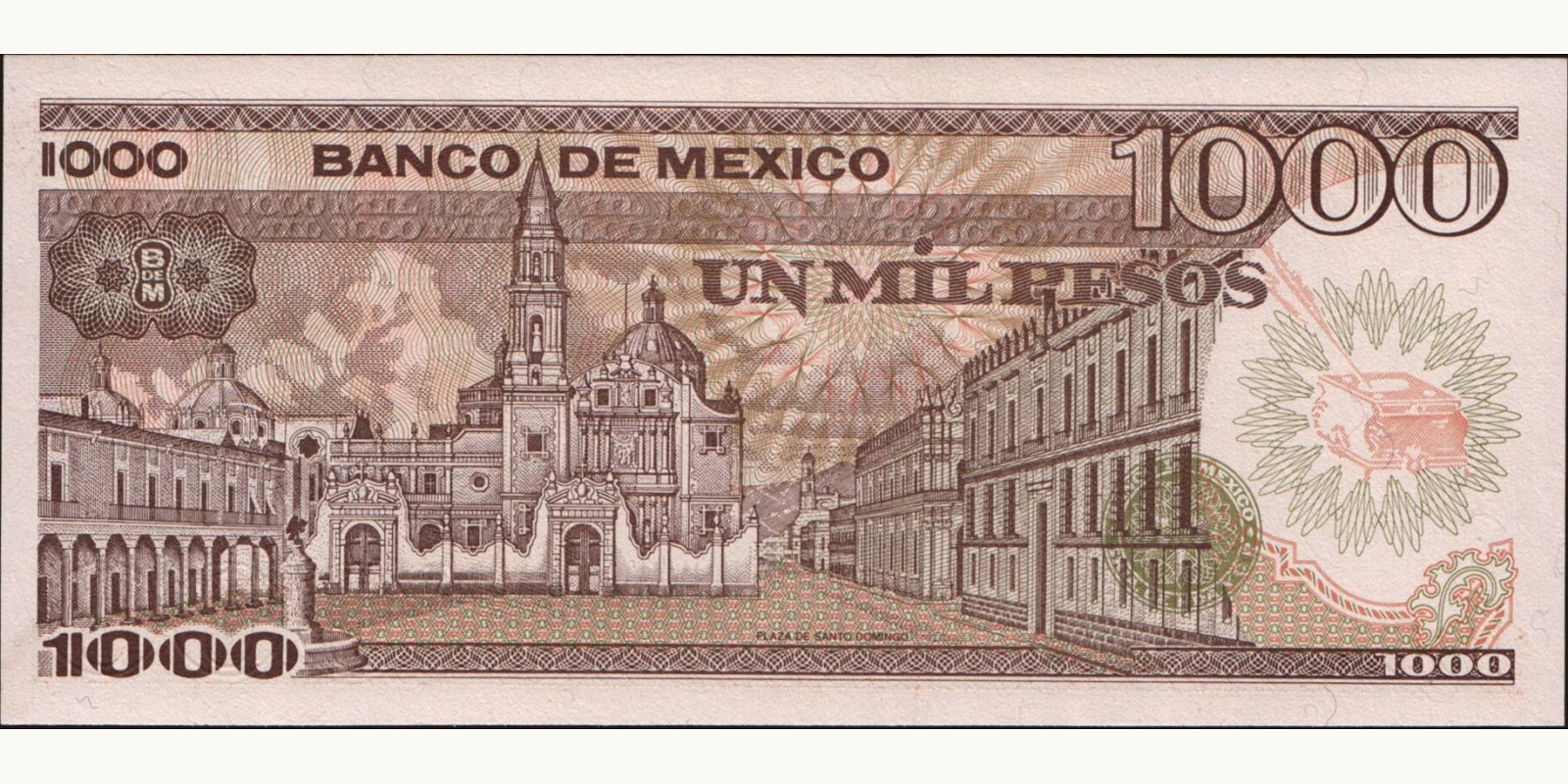 1000 pesos Мексика 1984 — Оборотная сторона