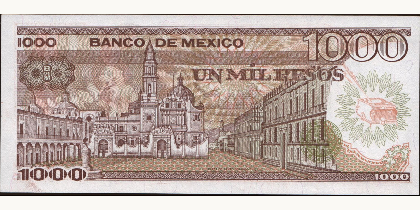 1000 pesos Мексика 1985 — Оборотная сторона