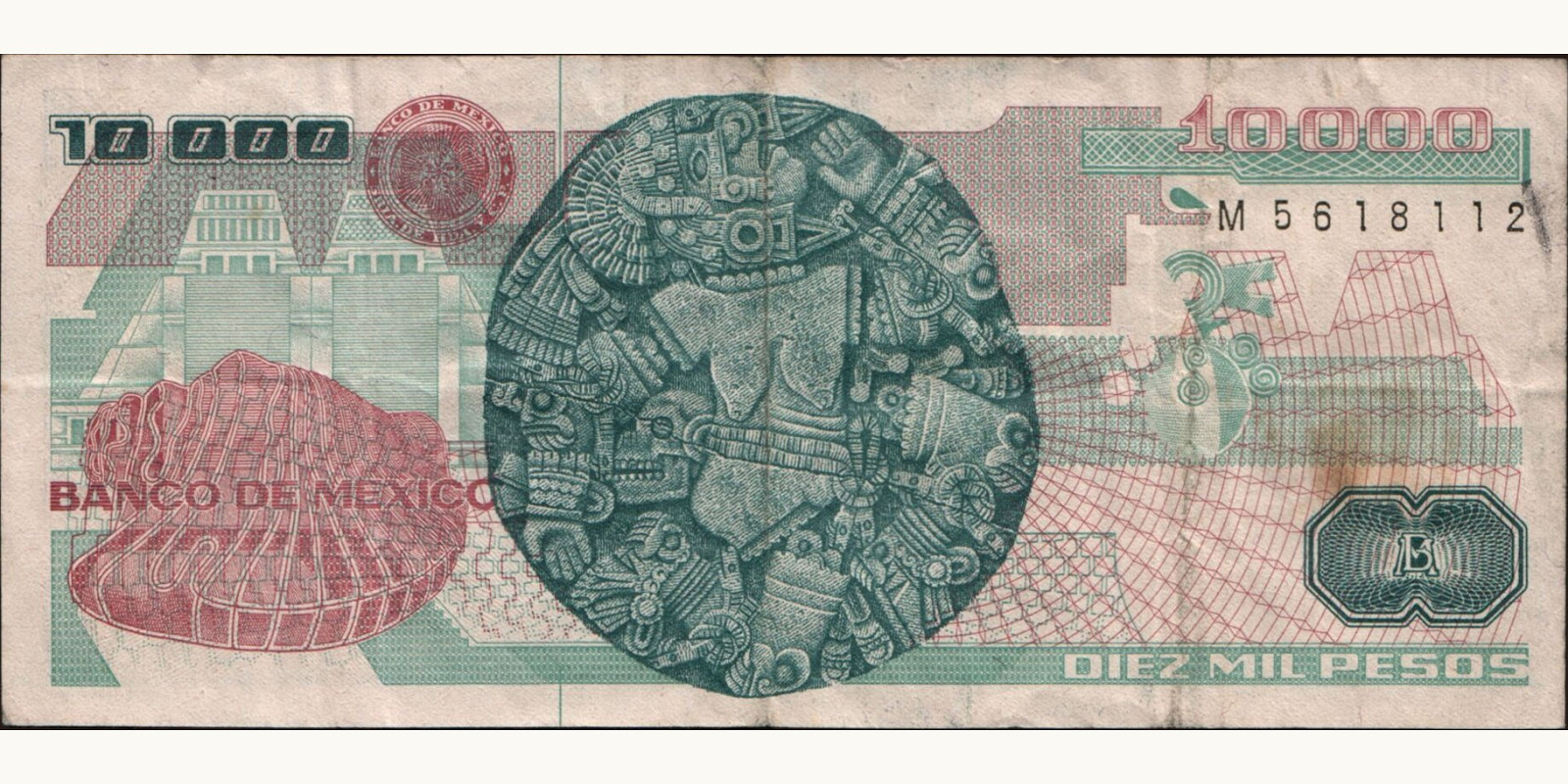 10000 pesos Мексика 1987 — Оборотная сторона