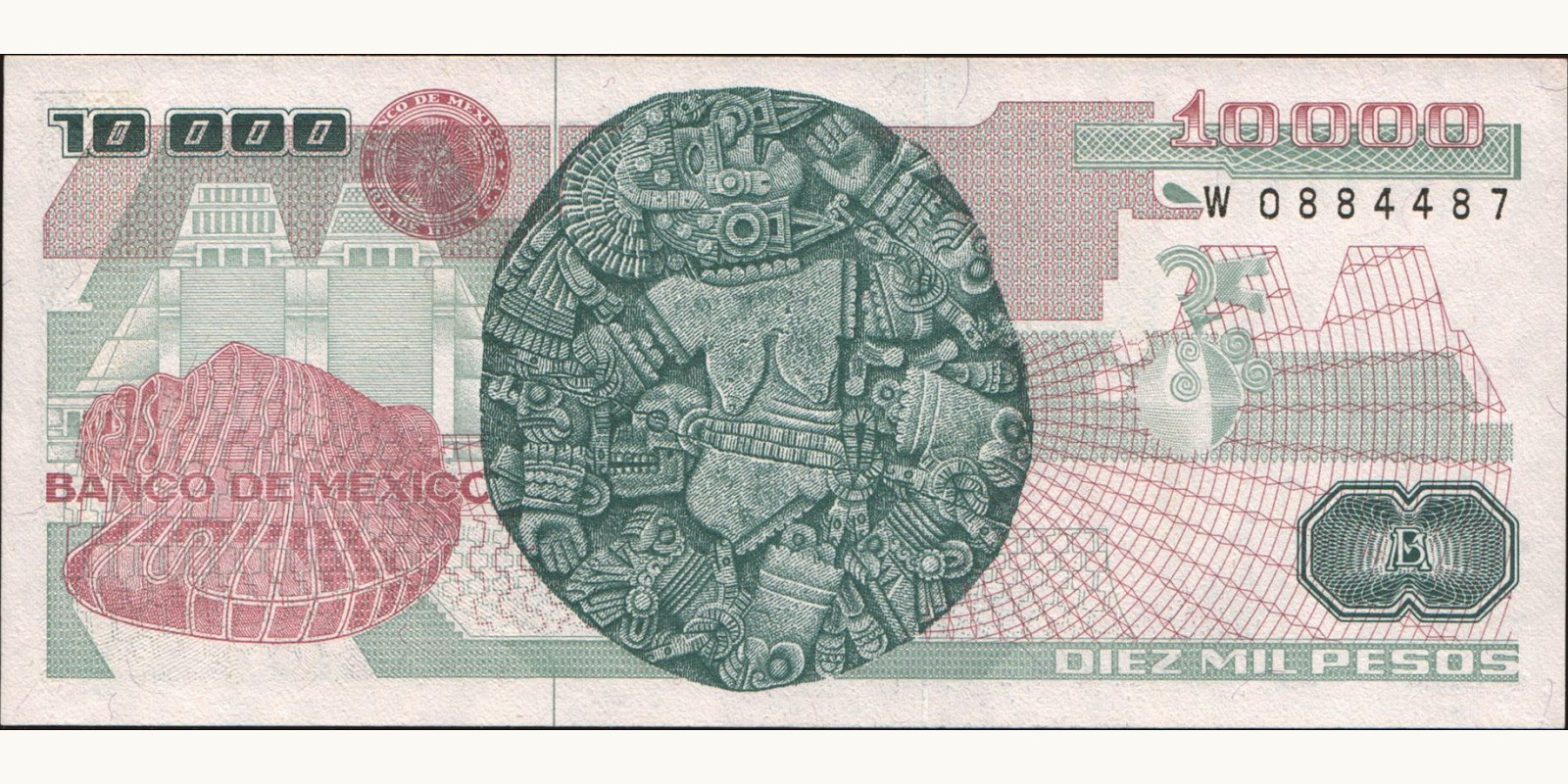 10000 pesos Mexico 1988 — Back side