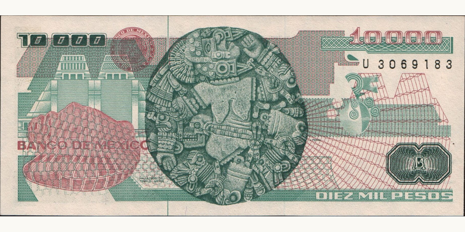 10000 pesos Mexico 1991 — Back side