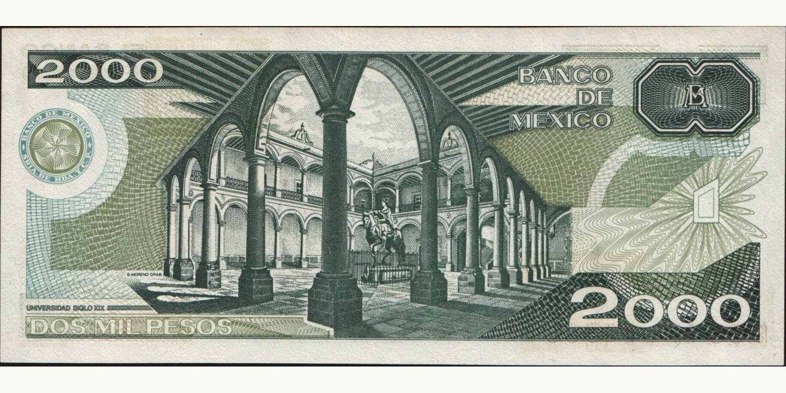 1983 pesos Mexico 2000 — Back side