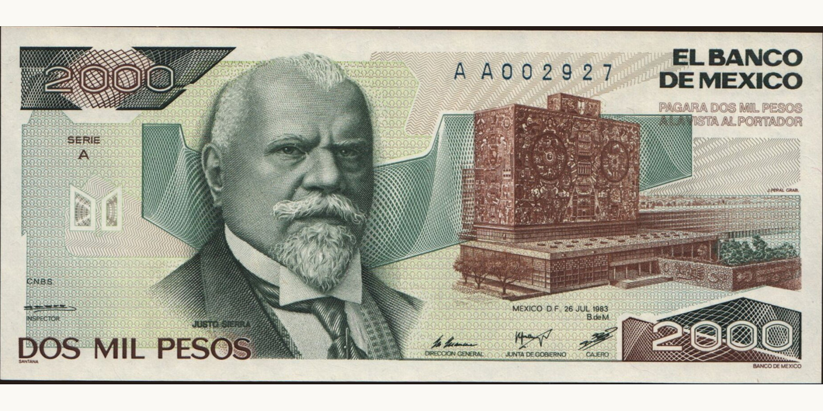 1983 pesos Mexico 2000 — Front side