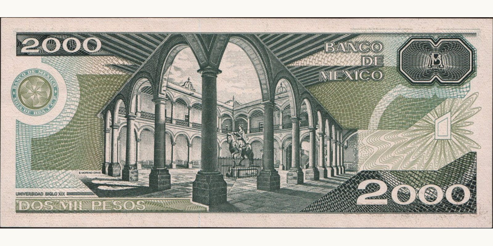 1985 pesos Mexico 2000 — Back side