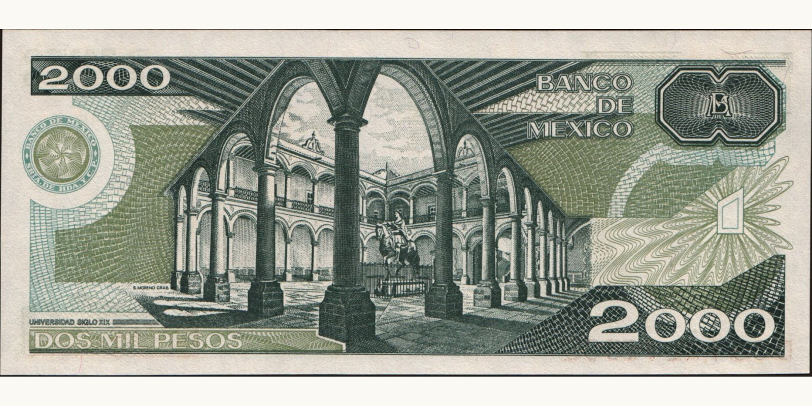 1989 pesos Mexico 2000 — Back side