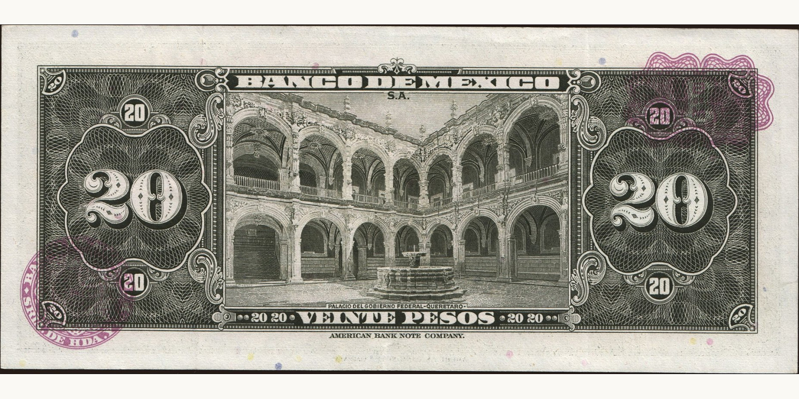 20 pesos Мексика 1961 — Оборотная сторона