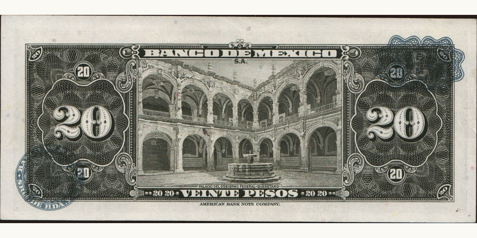 20 pesos Мексика 1969 — Оборотная сторона