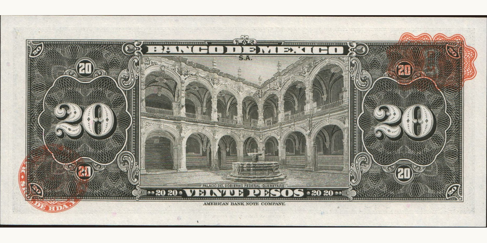 20 pesos Mexico 1970 — Back side