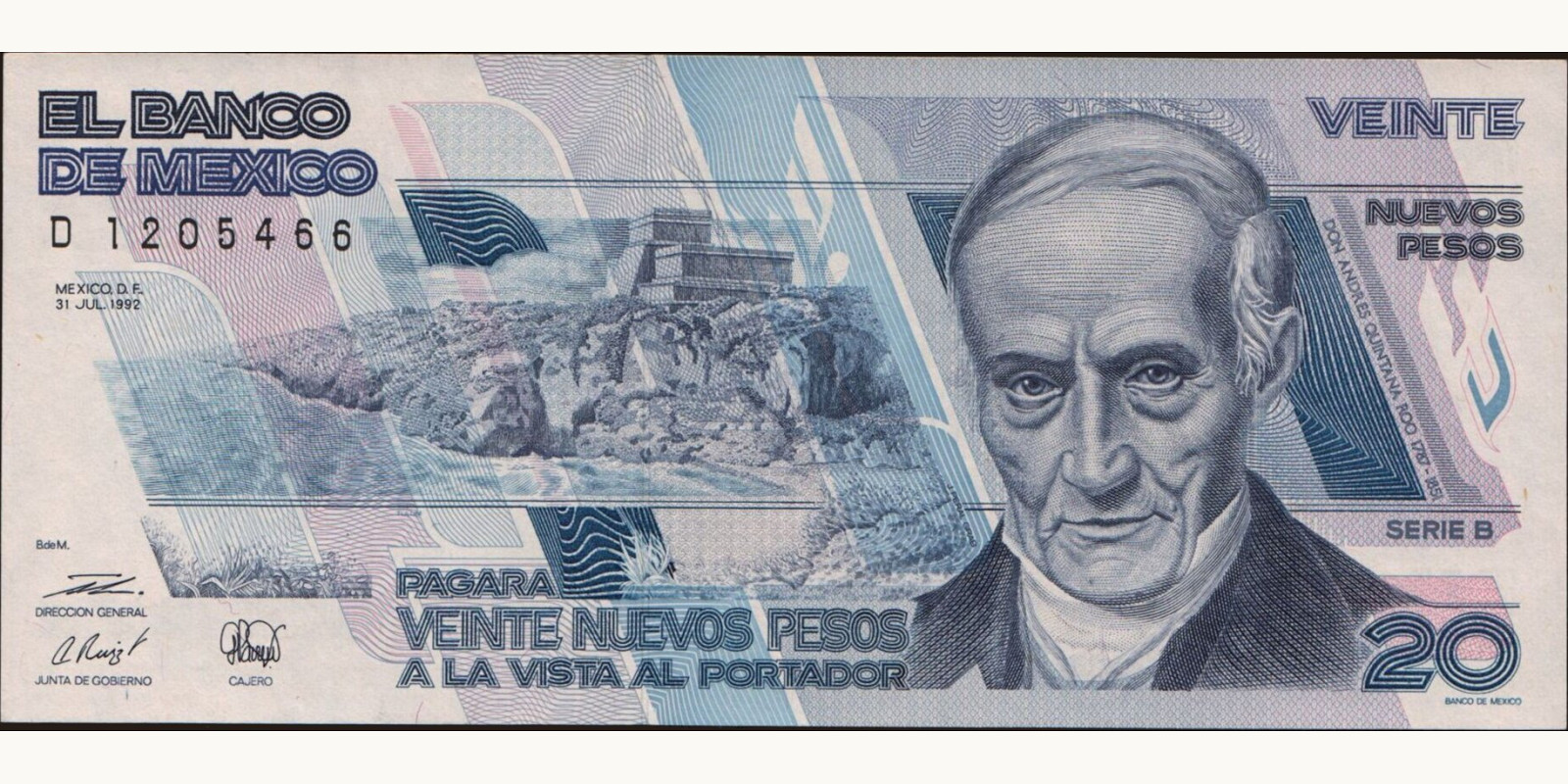 20 pesos Mexico 1992 — Front side