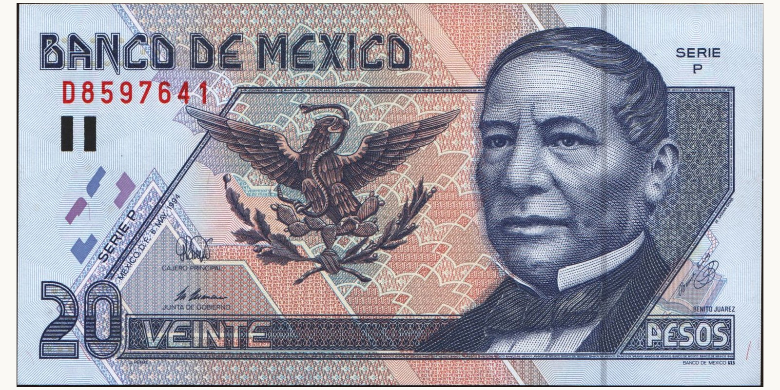 20 pesos Mexico 1994 — Front side