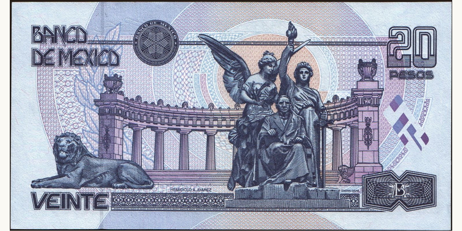 20 pesos Мексика 1996 — Оборотная сторона