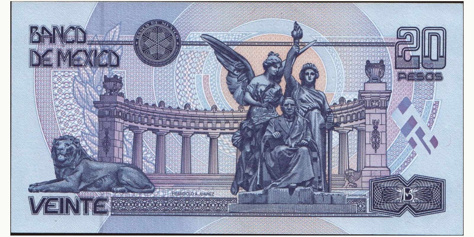 20 pesos Мексика 1998 — Оборотная сторона