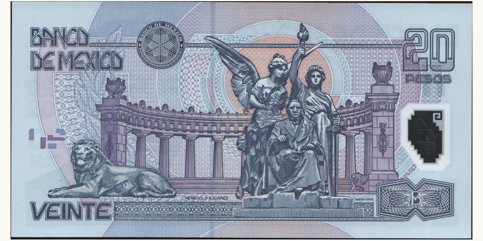 20 pesos Мексика 2001 — Оборотная сторона