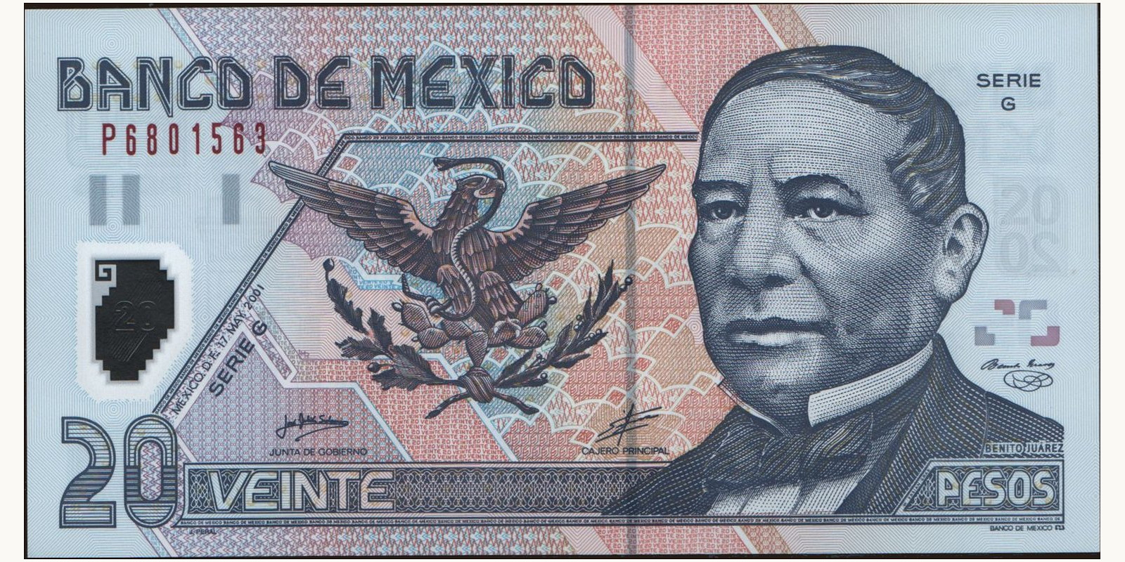 20 pesos Мексика 2001 — Лицевая сторона