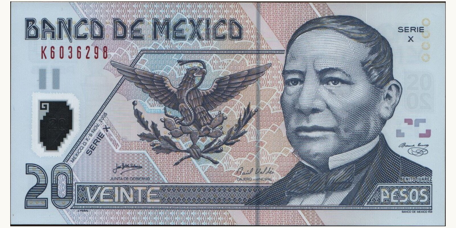 20 pesos Mexico 2005 — Front side