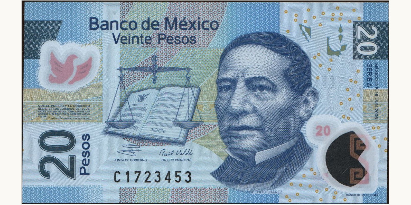 20 pesos Mexico 2006 — Front side