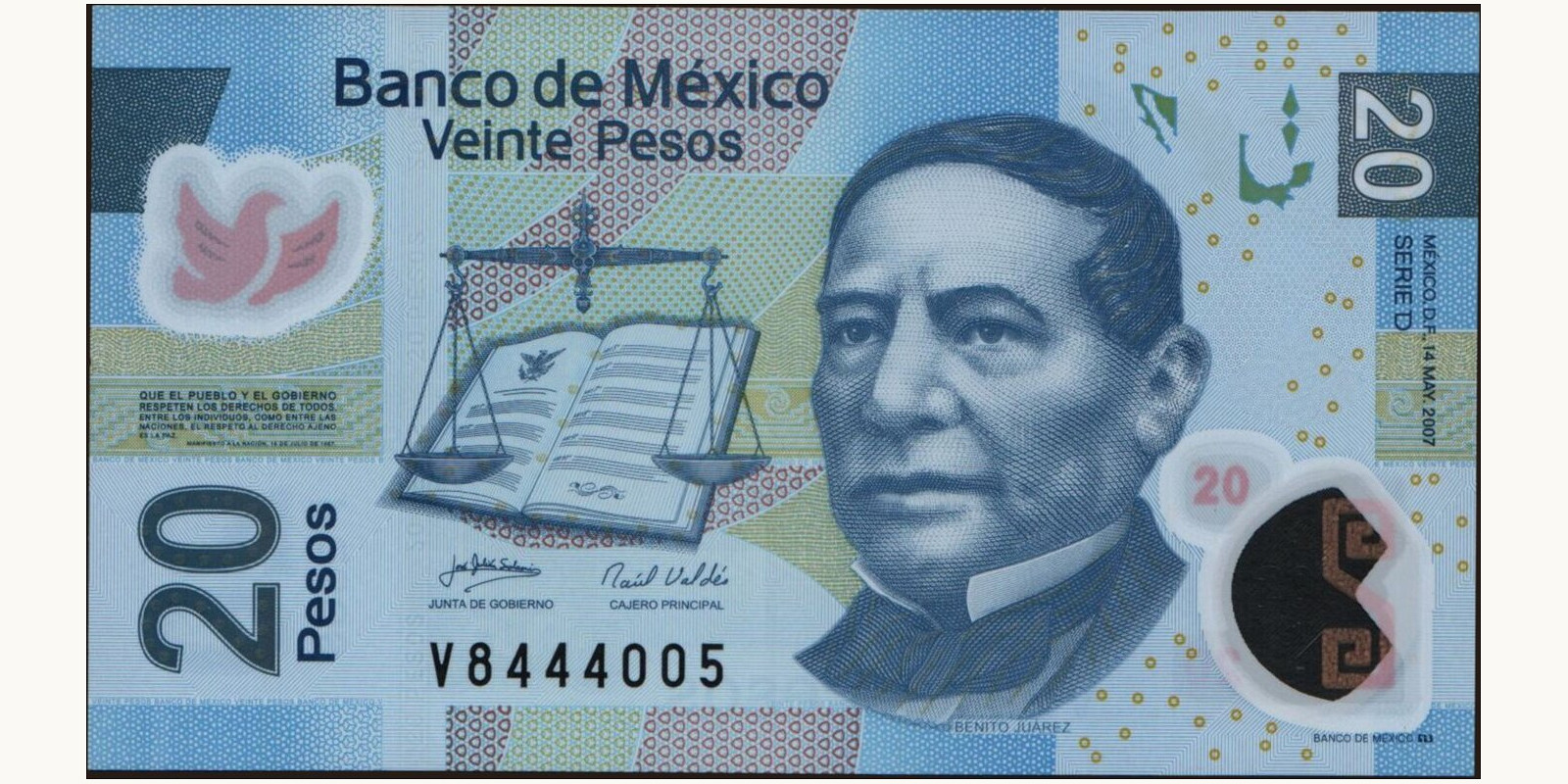 20 pesos Мексика 2007 — Лицевая сторона