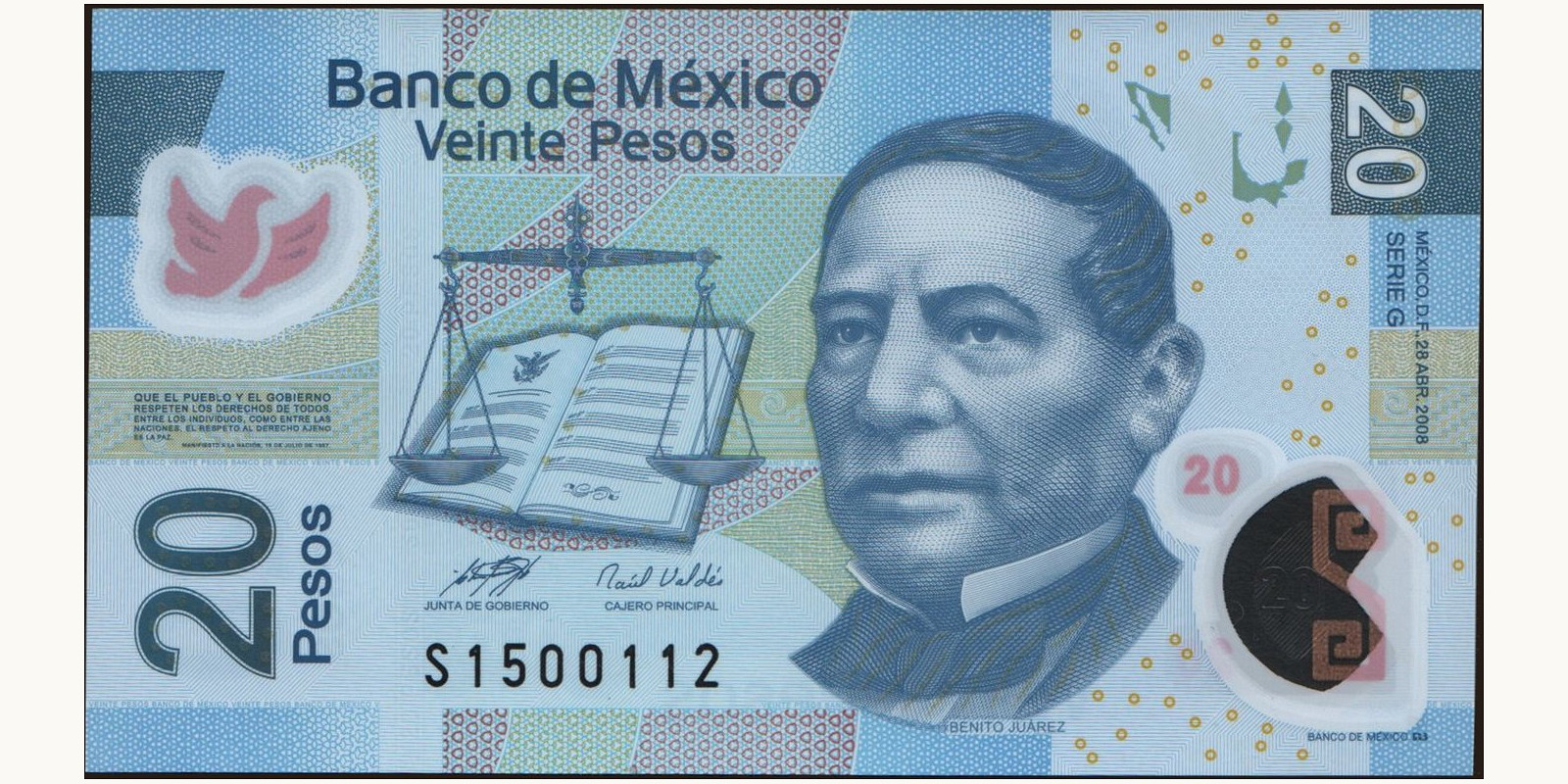 20 pesos Мексика 2008 — Лицевая сторона