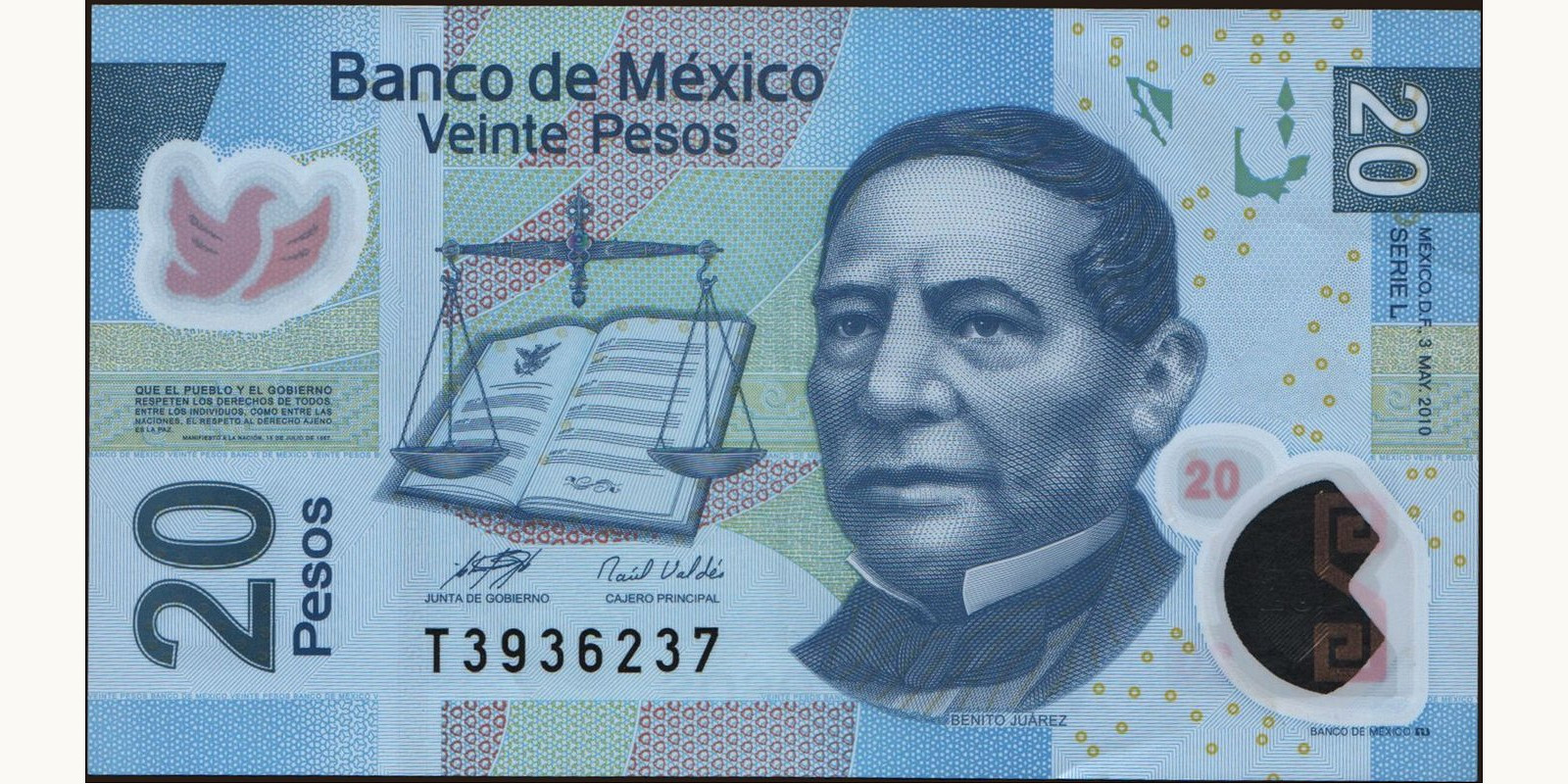 20 pesos Мексика 2010 — Лицевая сторона