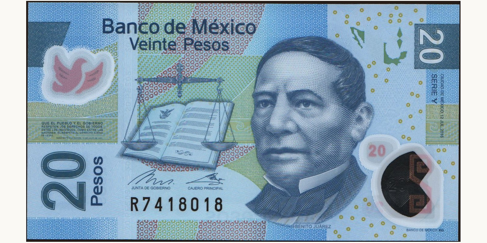 20 pesos Mexico 2016 — Front side