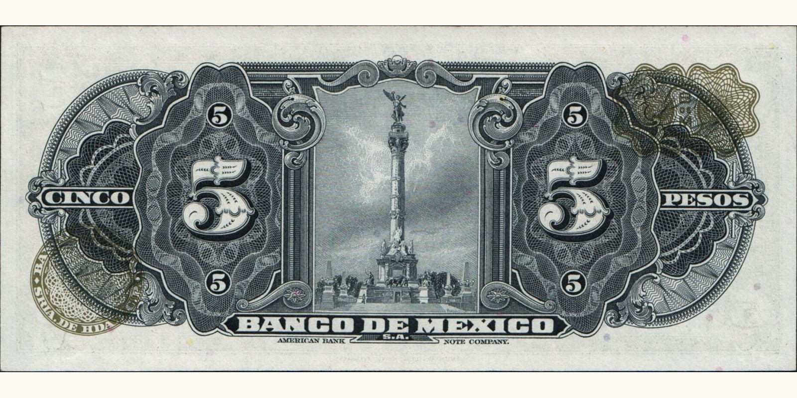 5 pesos Mexico 1963 — Back side