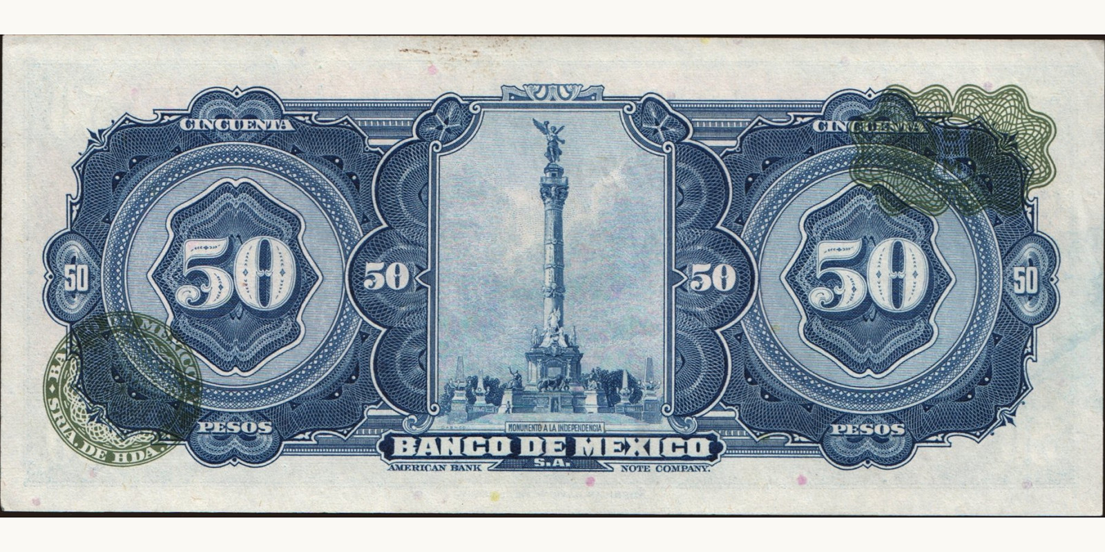 50 pesos Mexico 1963 — Back side