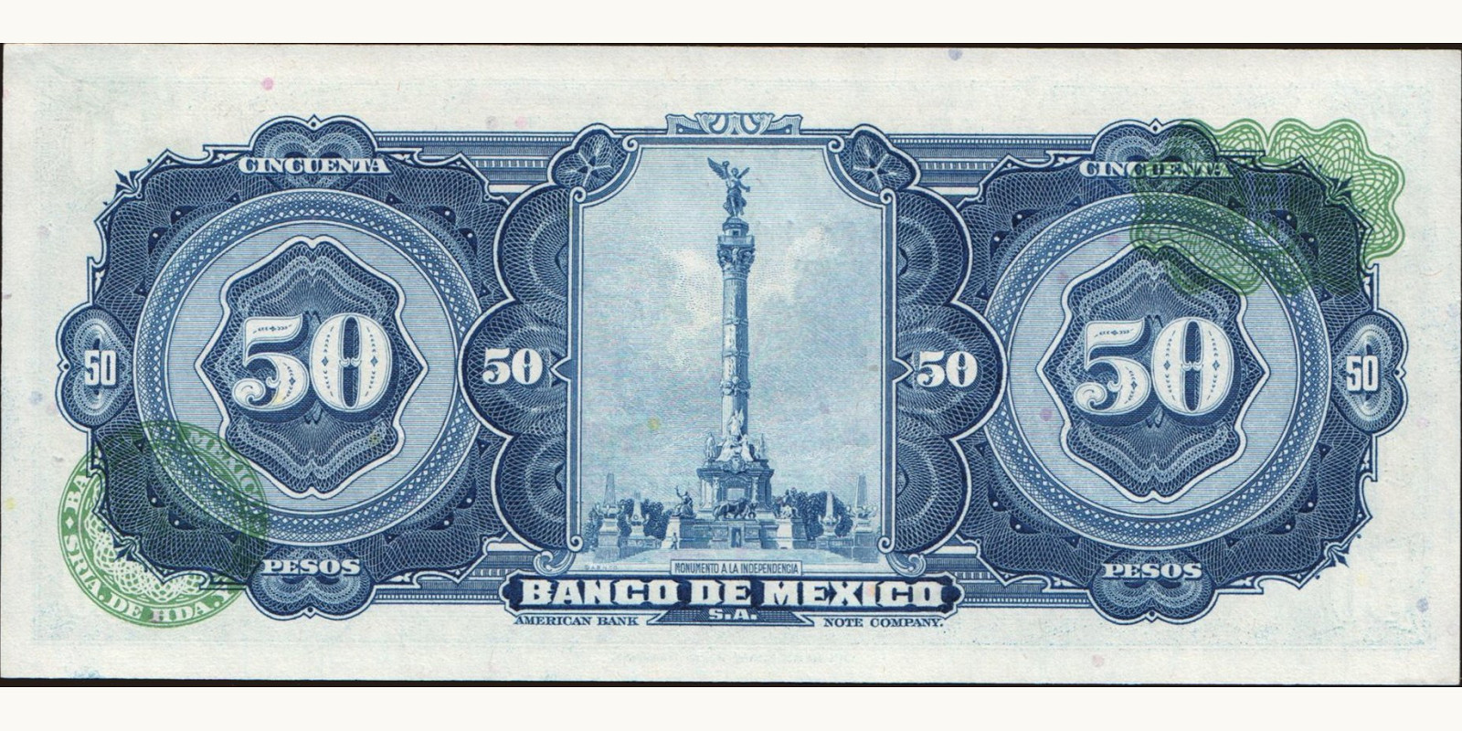 50 pesos Mexico 1967 — Back side