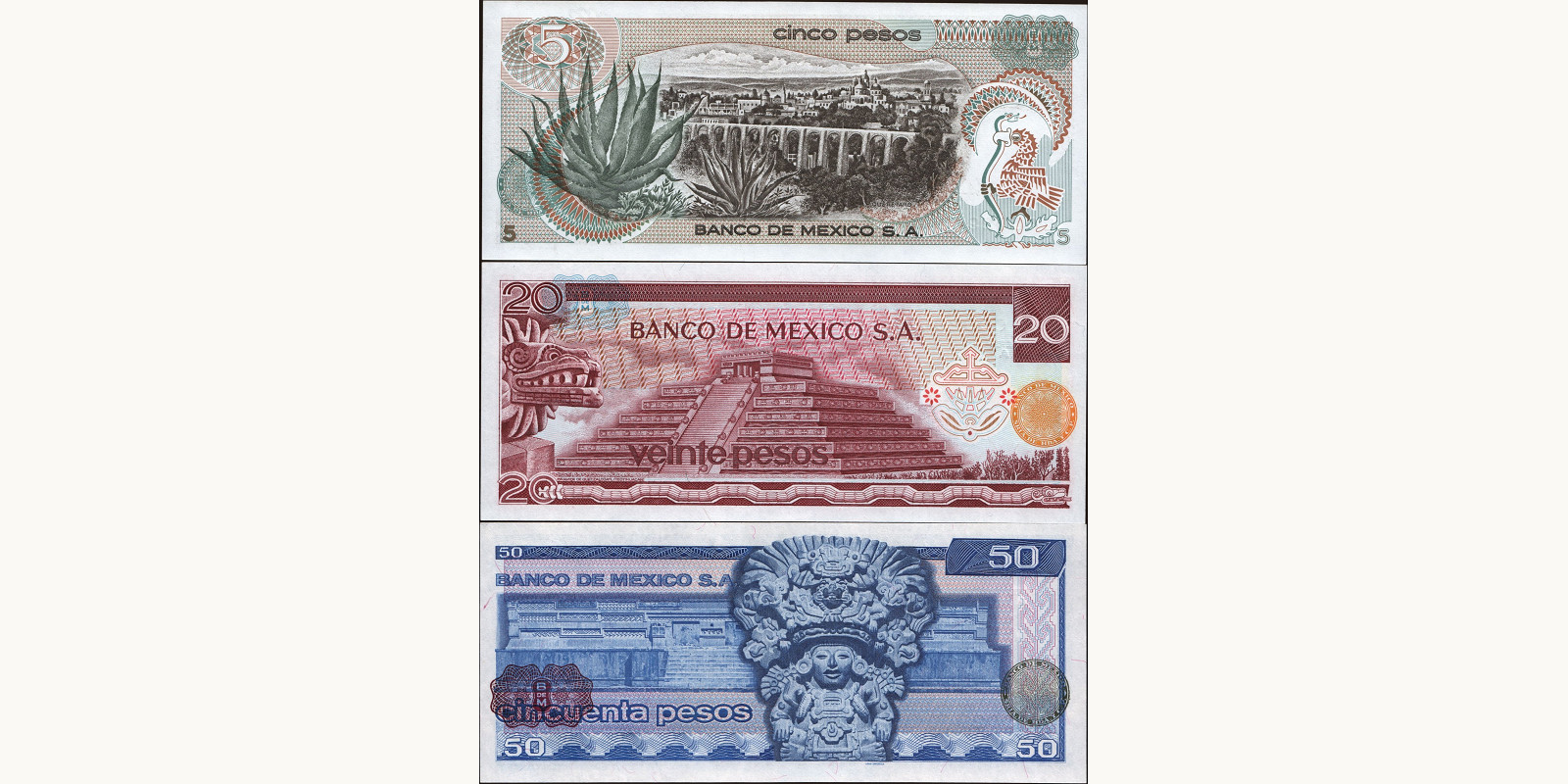 50 pesos Mexico 1969 — Back side