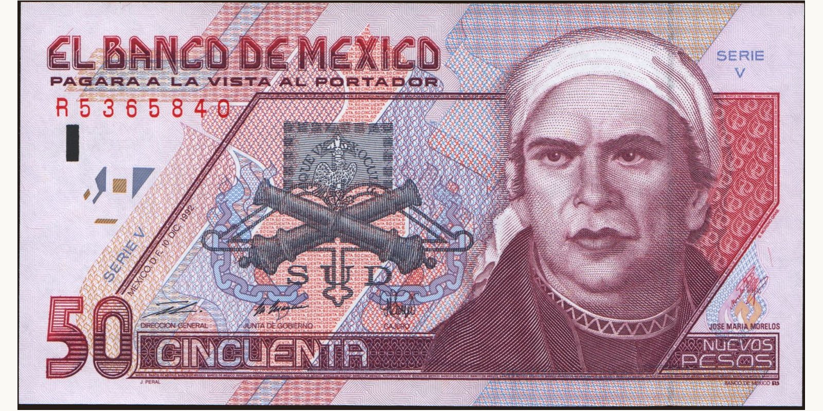 50 pesos Мексика 1992 — Лицевая сторона