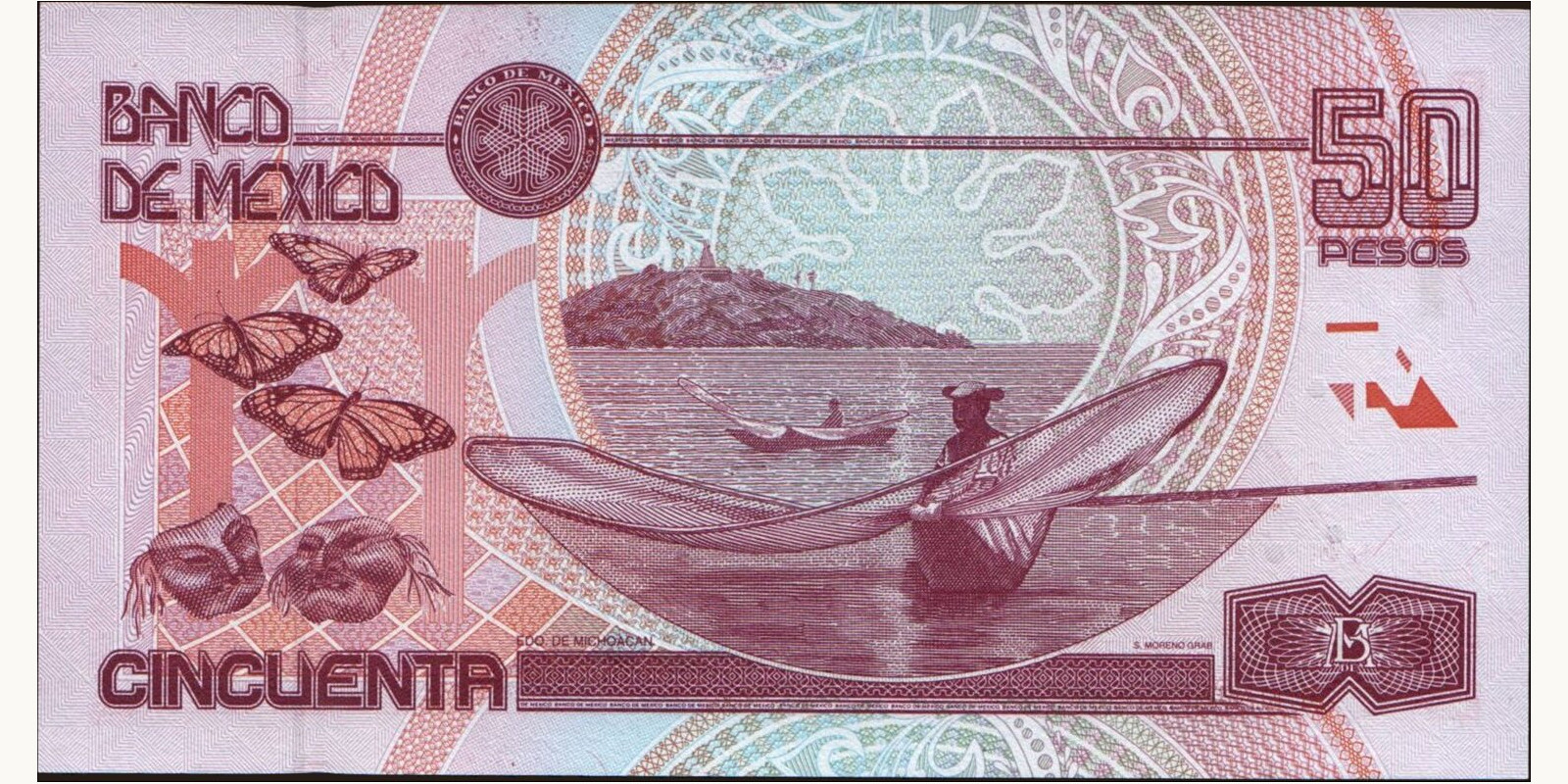 50 pesos Мексика 1994 — Оборотная сторона