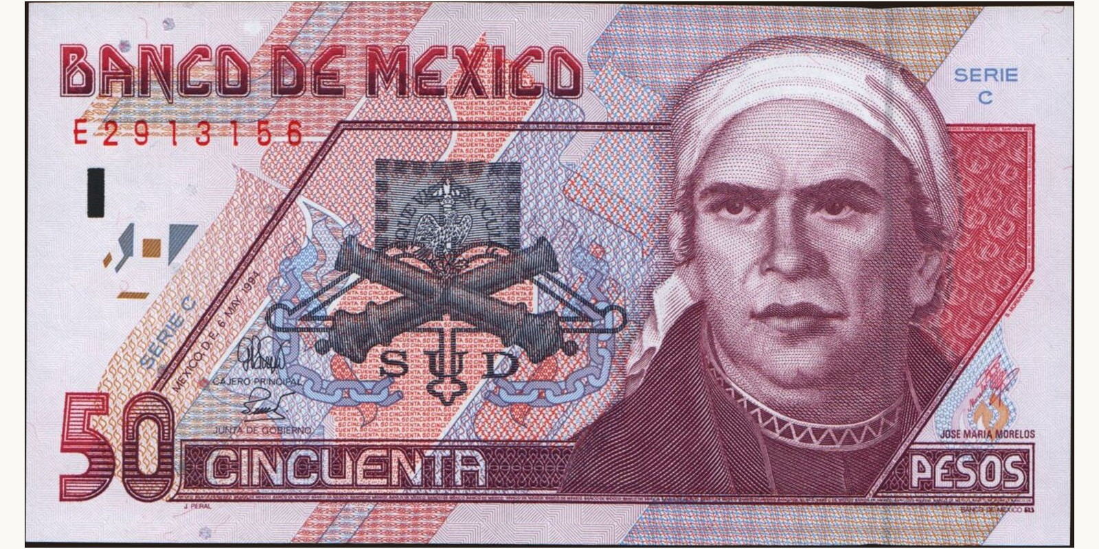 50 pesos Мексика 1994 — Лицевая сторона