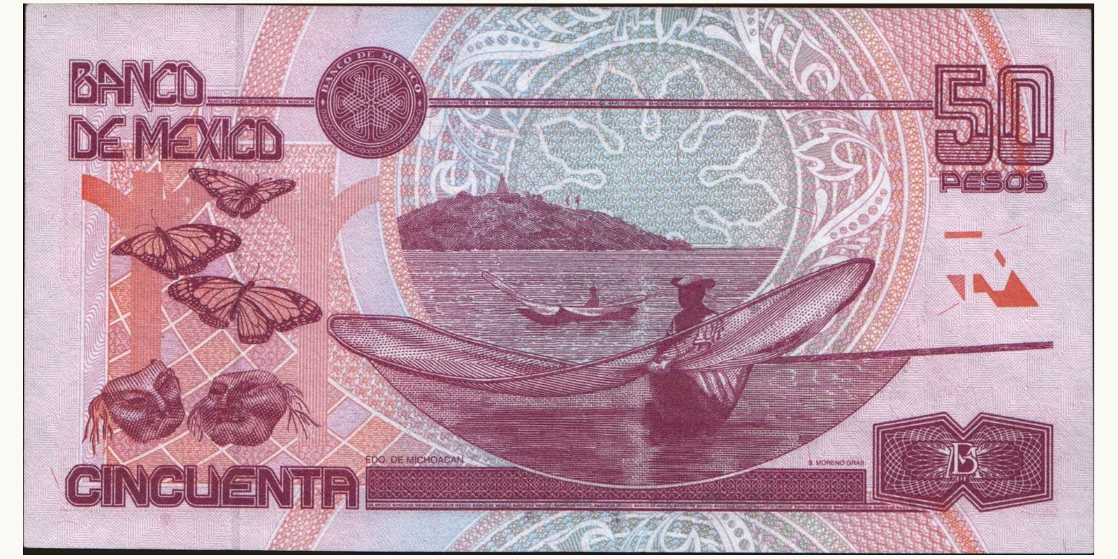 50 pesos Мексика 1998 — Оборотная сторона