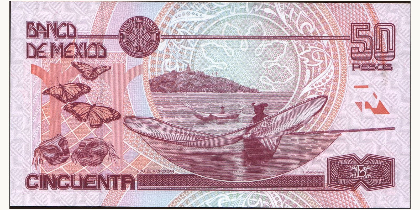 50 pesos Мексика 1999 — Оборотная сторона