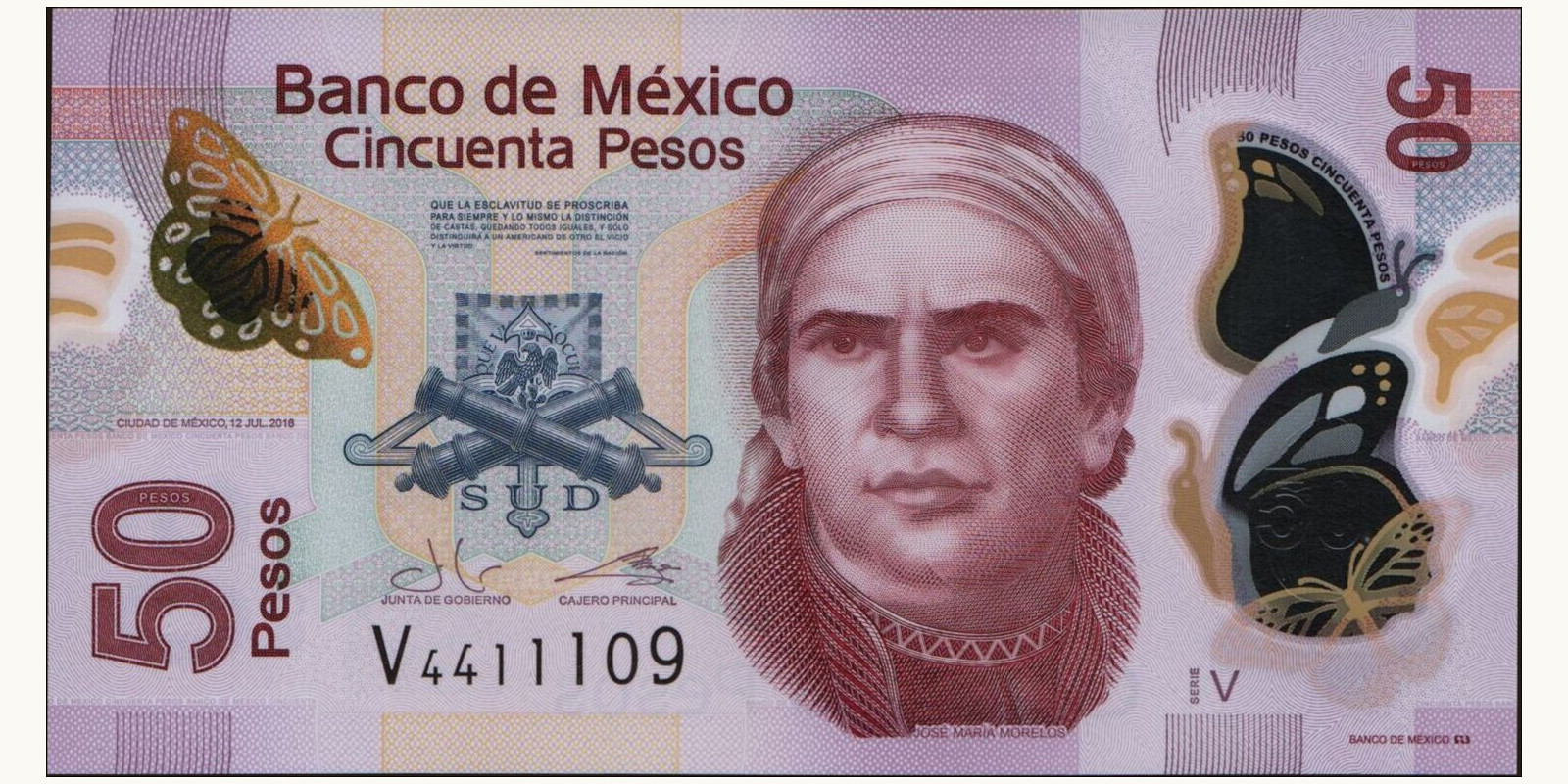 50 pesos Mexico 2016 — Front side