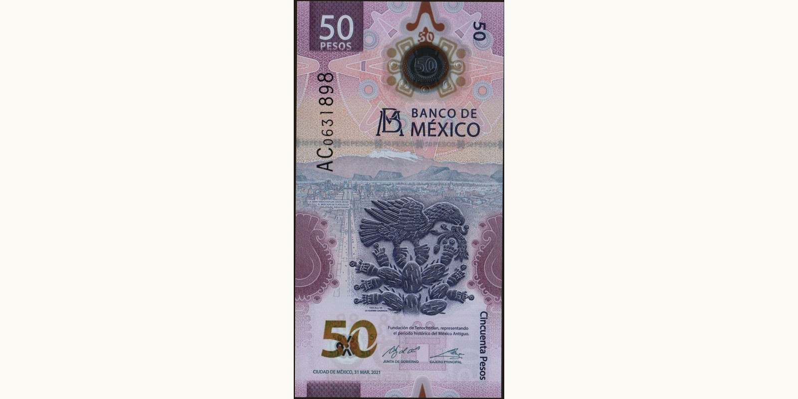 50 pesos Mexico 2021 — Front side