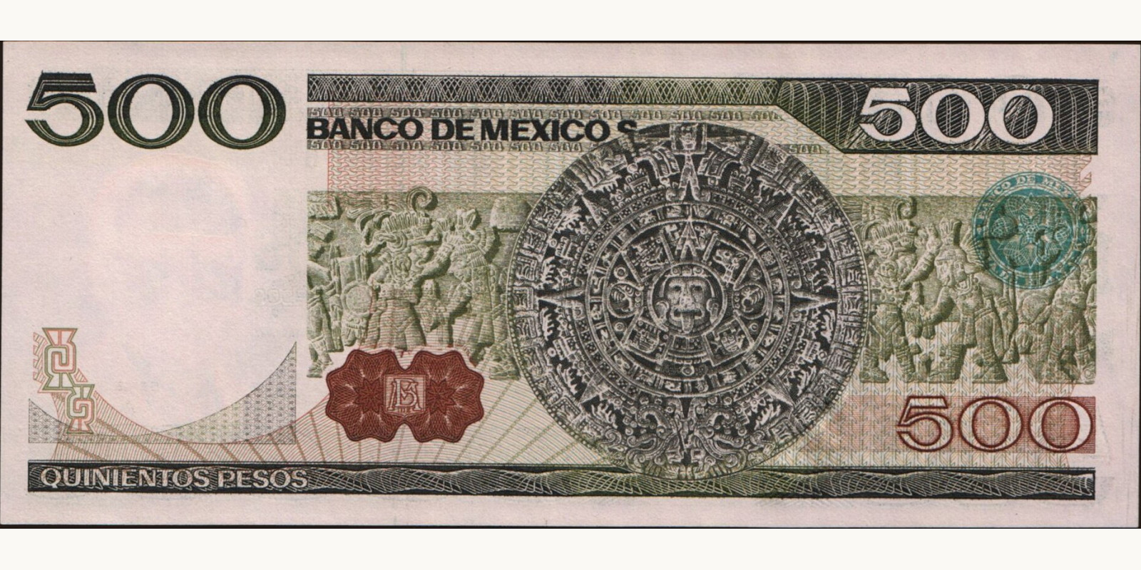 500 pesos Mexico 1982 — Back side