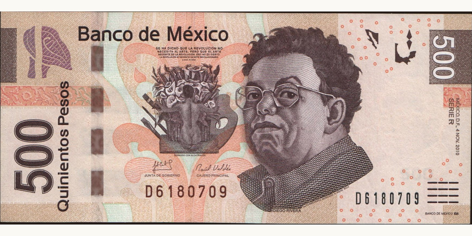 500 pesos Мексика 2010 — Лицевая сторона