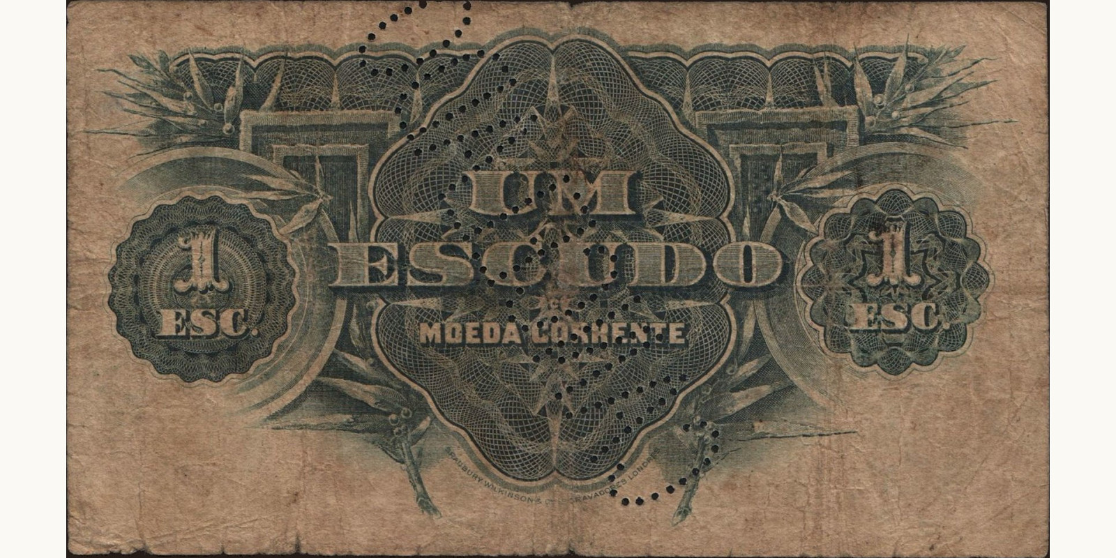 1 escudos Мозамбик 1919 — Оборотная сторона