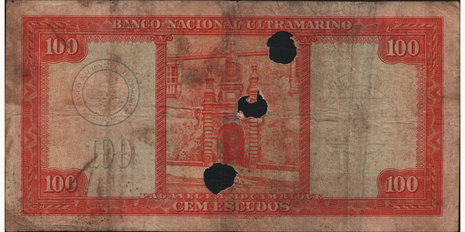 100 escudos Мозамбик 1958 — Оборотная сторона