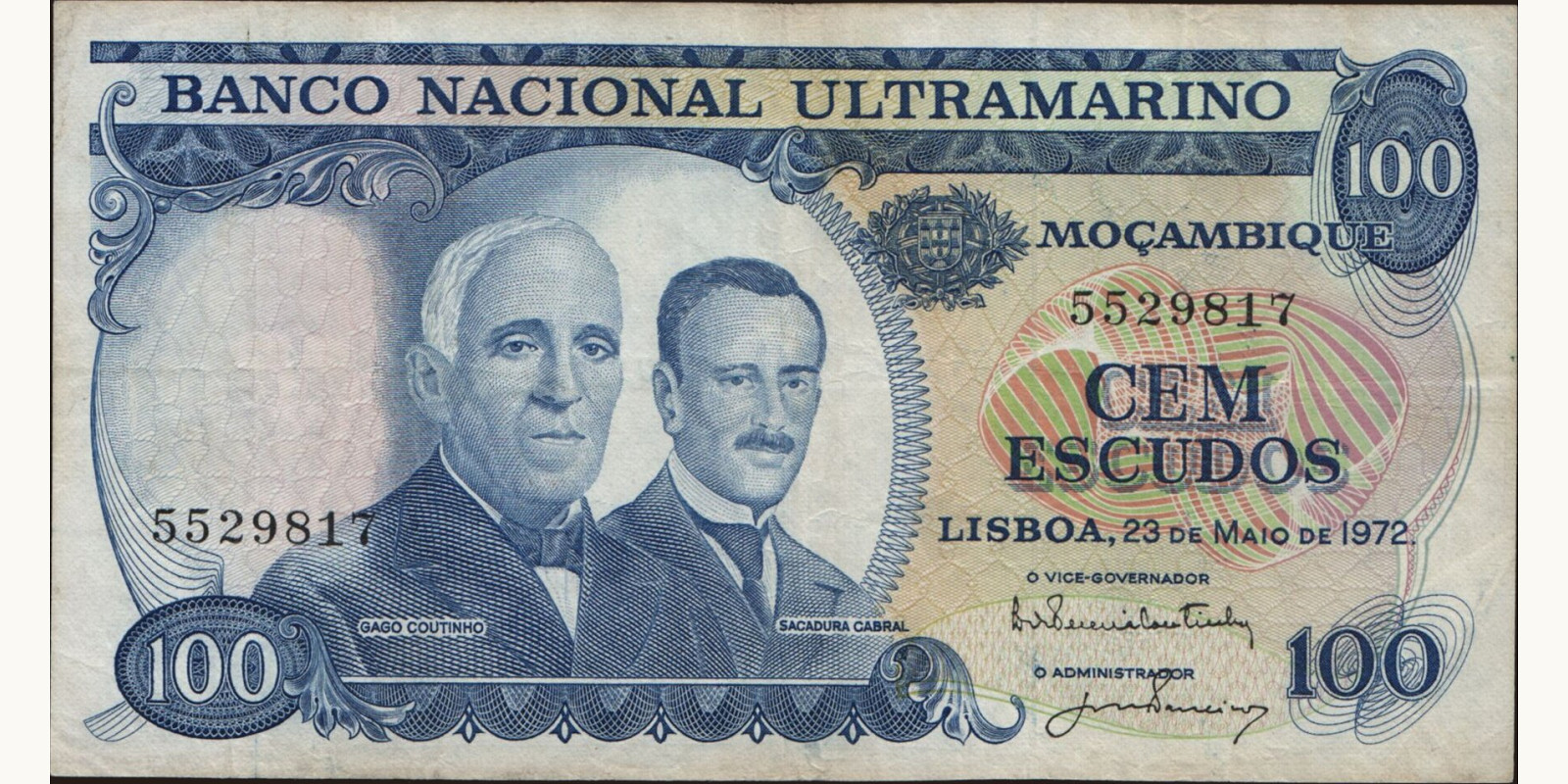 100 escudos Мозамбик 1972 — Лицевая сторона