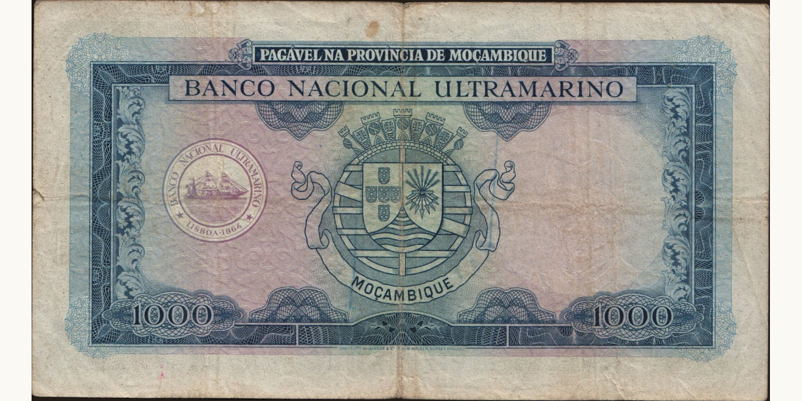 1000 escudos Мозамбик 1953 — Оборотная сторона