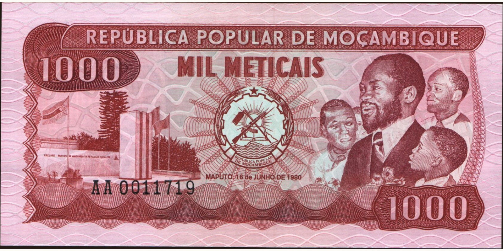 1000 meticais Мозамбик 1980 — Лицевая сторона